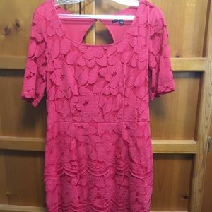 Red Flower Lace overlay dress